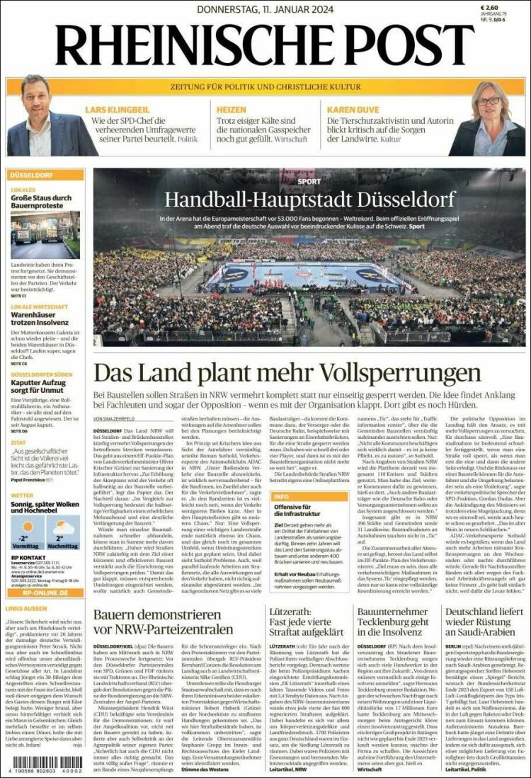 Portada de Rheinische Post (Alemania)