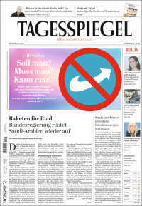 Portada de Der Tagesspiegel (Alemania)