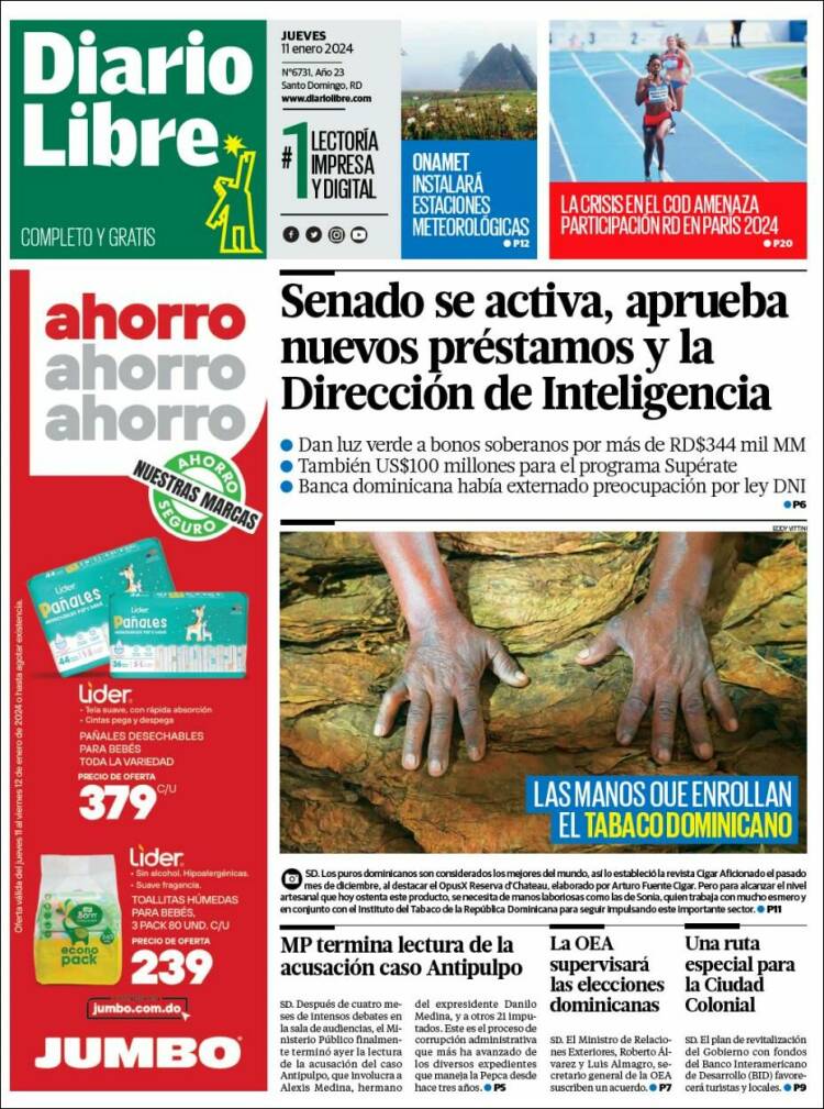 Portada de Diario Libre (R. Dominicana)