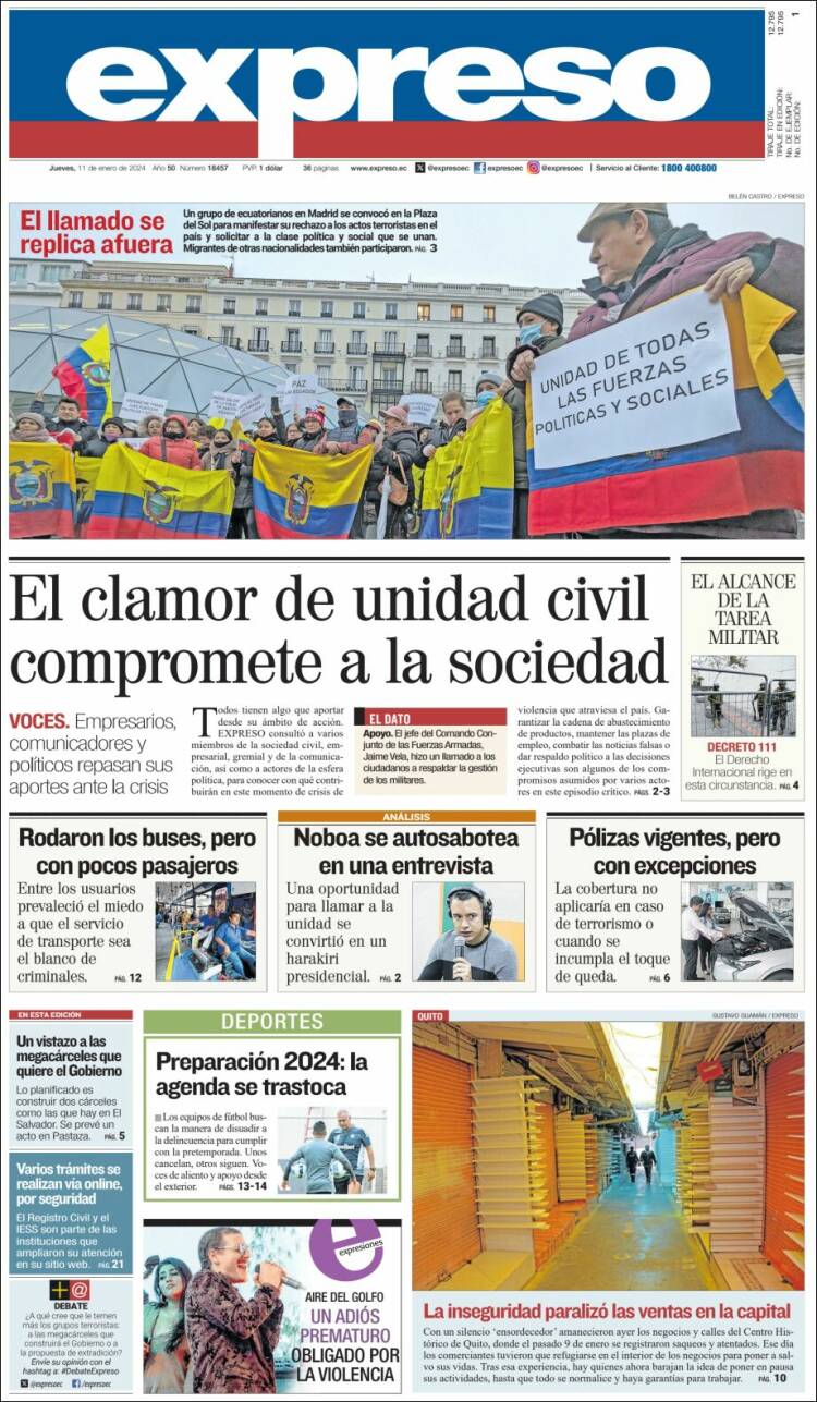 Portada de Expreso (Ecuador)