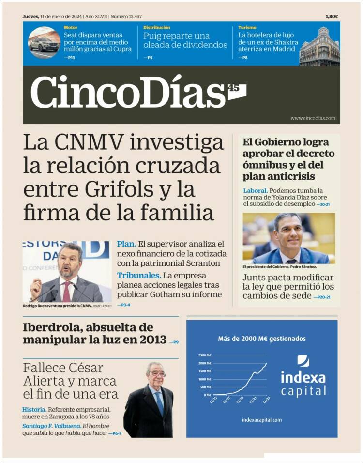 Portada de Cinco Días (Espa&ntilde;a)