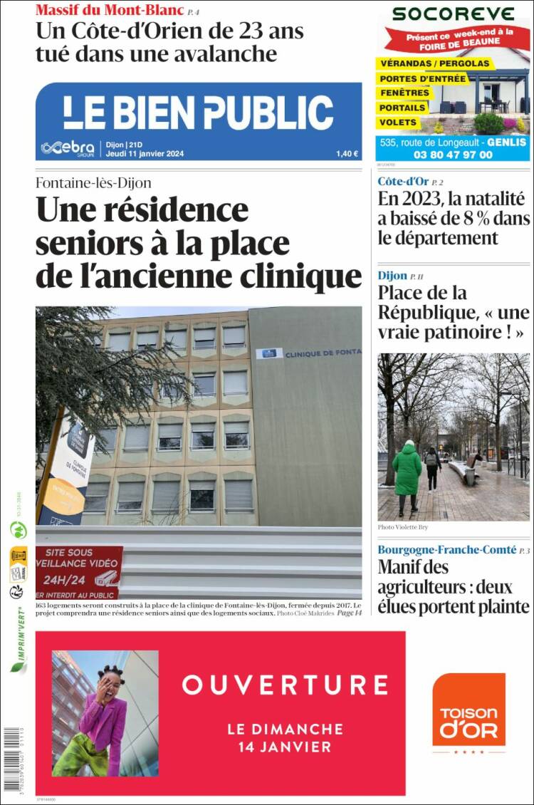 Portada de Le Bien Public (Francia)