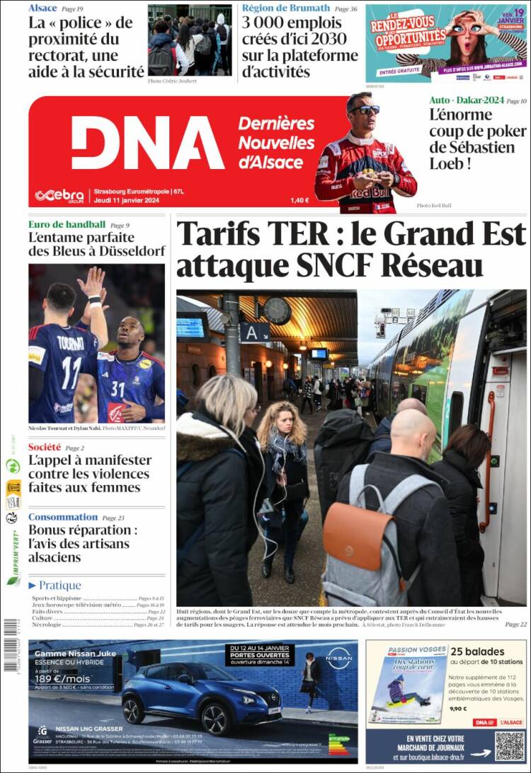 Portada de Les Dernières Nouvelles d'Alsace (Francia)