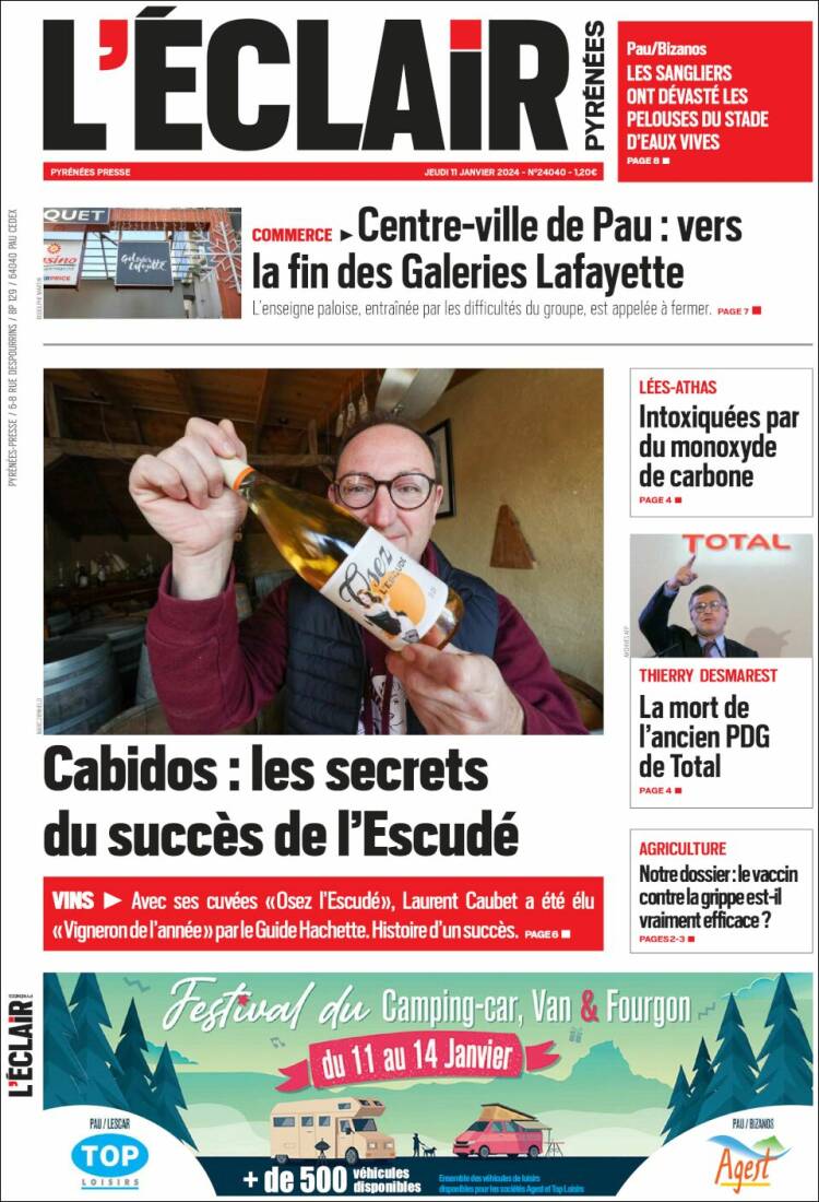 Portada de L'Eclair des Pyrénées (Francia)