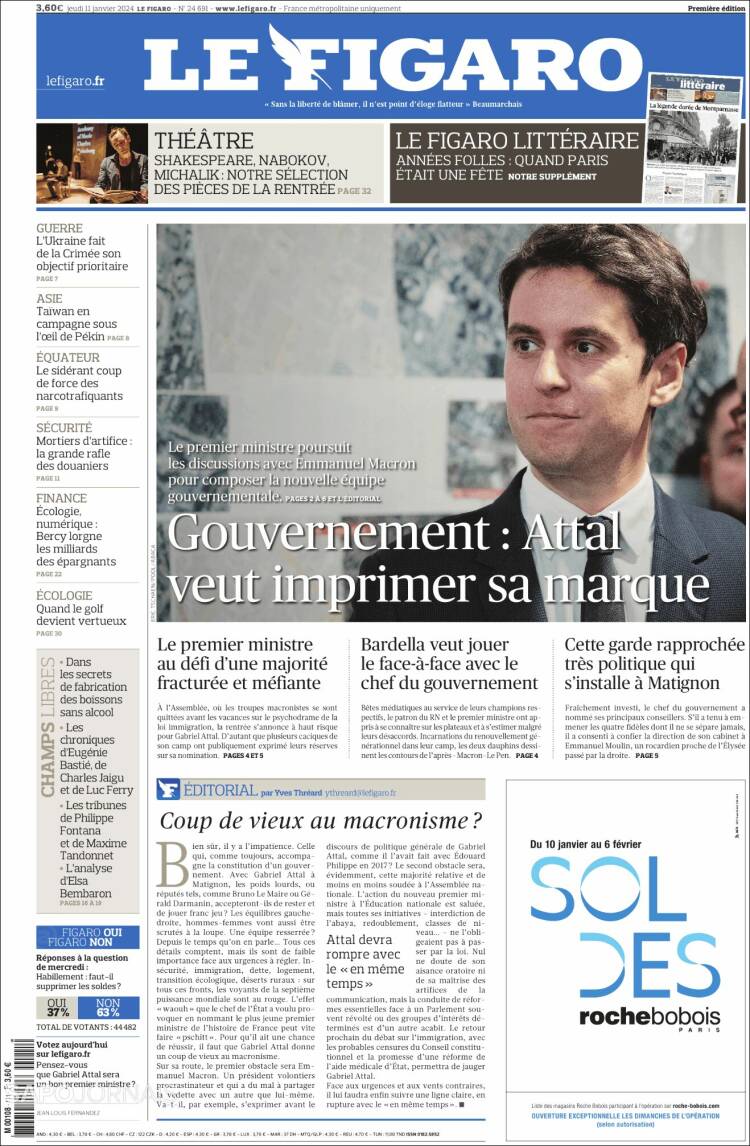 Portada de Le Figaro (Francia)