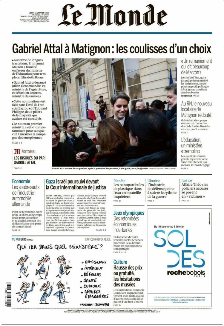 Portada de Le Monde (Francia)
