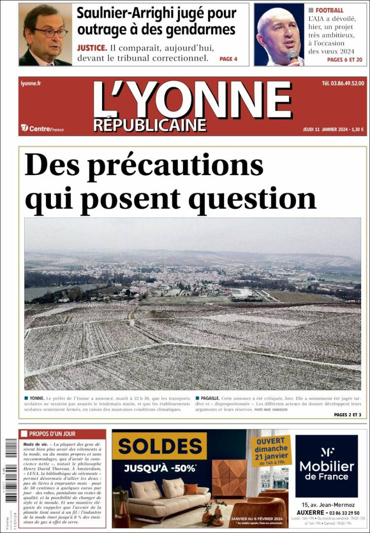 Portada de L'Yonne-Républicaine (Francia)