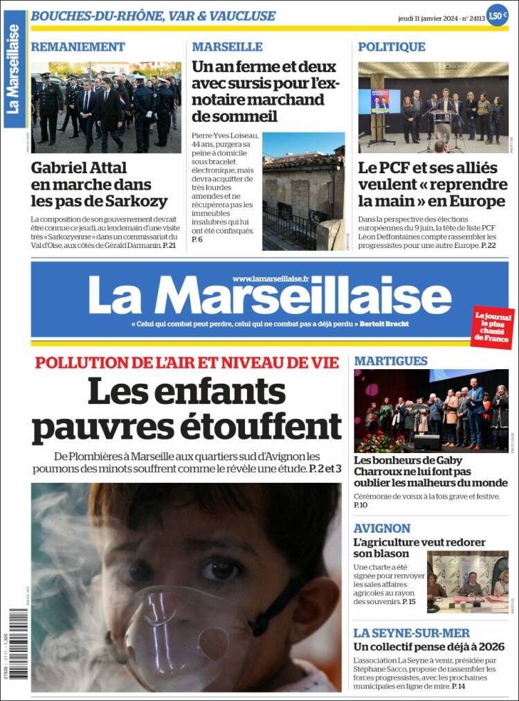 Portada de La Marseillaise (Francia)