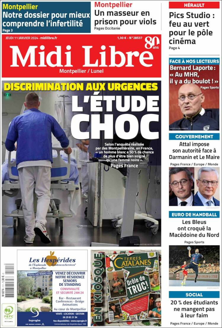 Portada de Midi Libre (Francia)