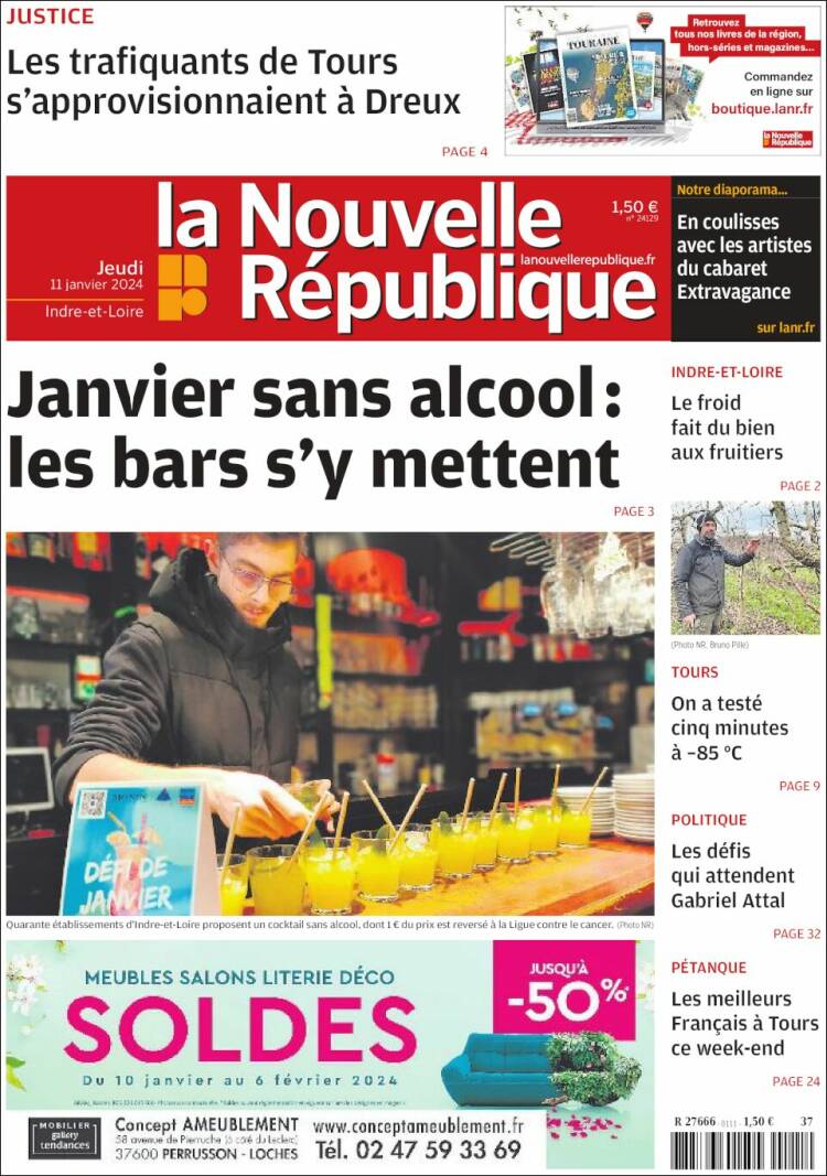 Portada de La Nouvelle Republique (Francia)