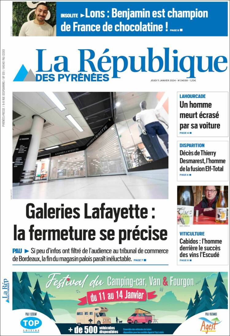 Portada de La République des Pyrénées (Francia)