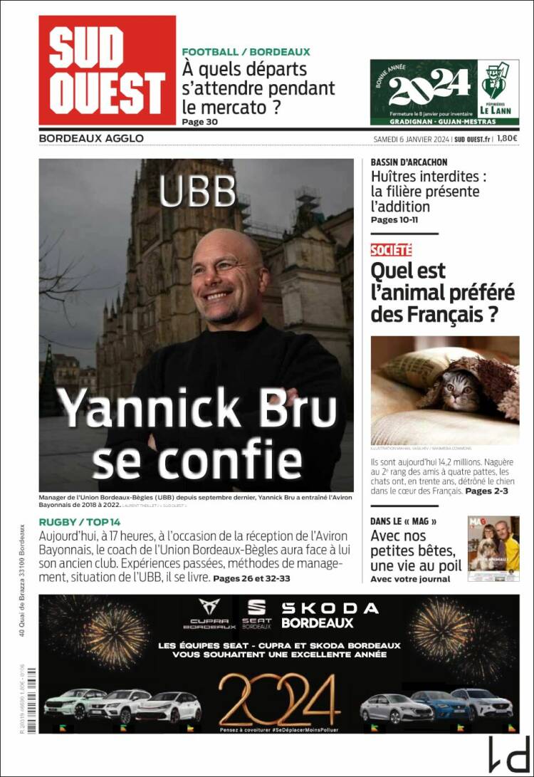 Portada de Sud Ouest (Francia)