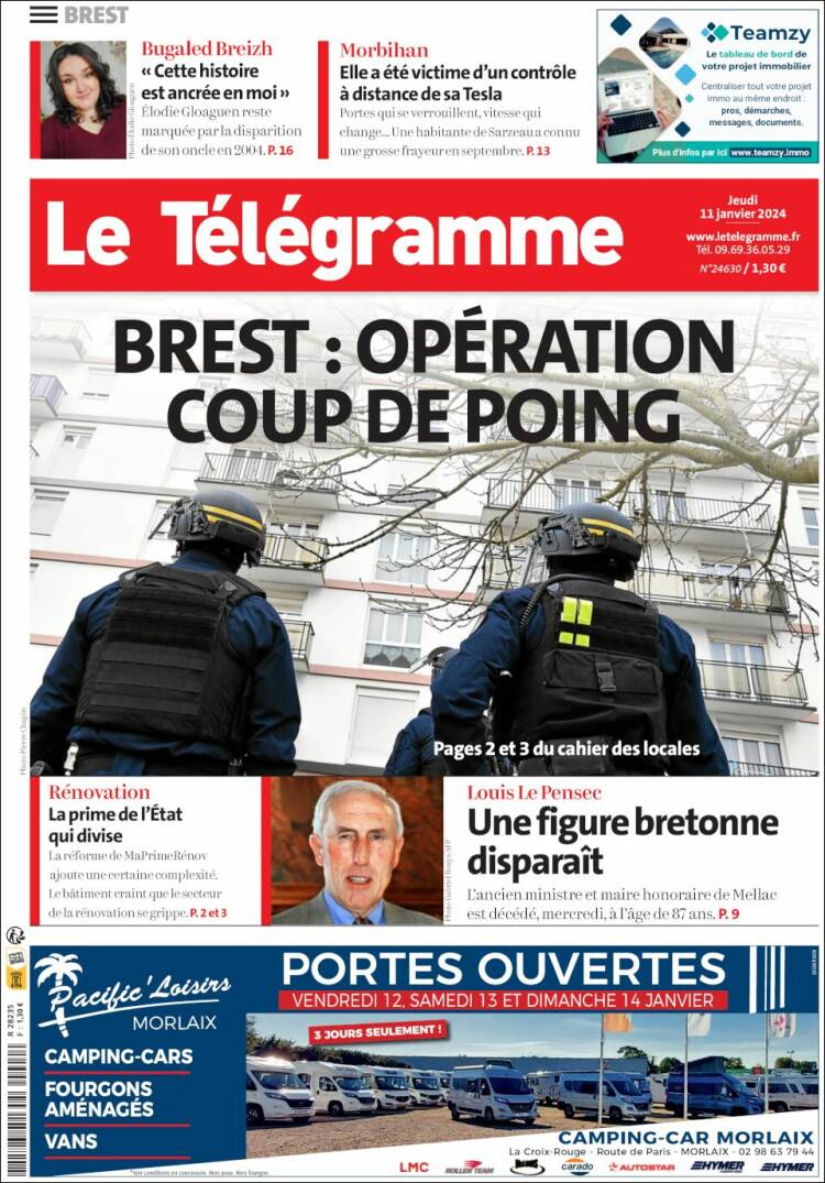 Portada de Télégramme (Francia)