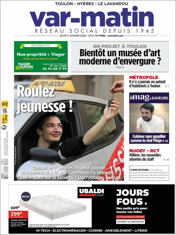 Portada de Var-Matin (Francia)