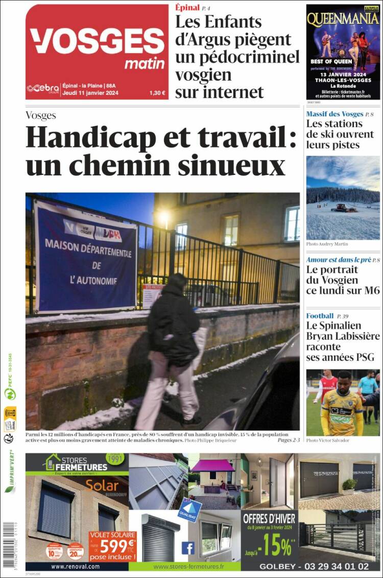 Portada de Vosges Matin (Francia)