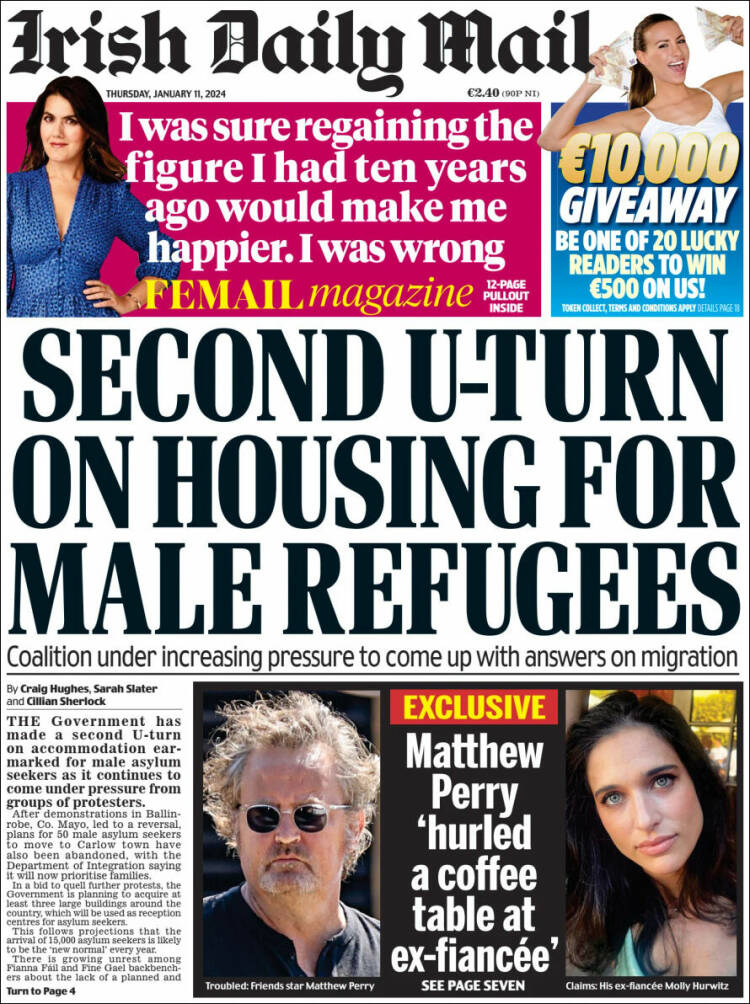 Portada de Irish Daily Mail (Irlanda)