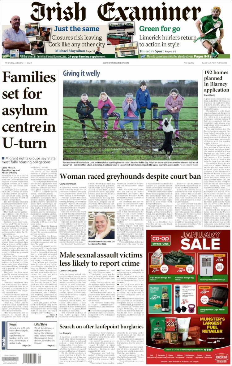 Portada de Irish Examiner (Irlanda)