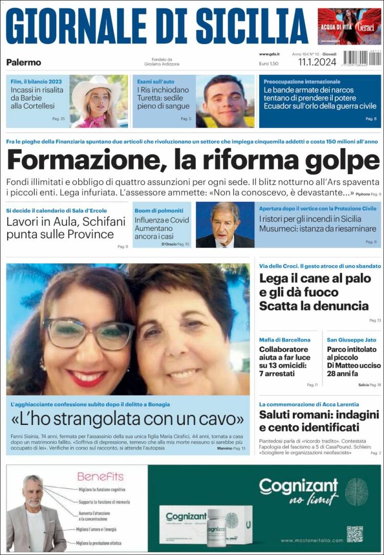 Portada de Giornale di Sicilia (Italia)