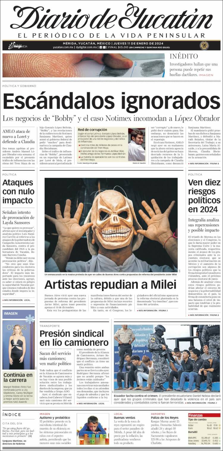 Portada de Diario de Yucatán (México)