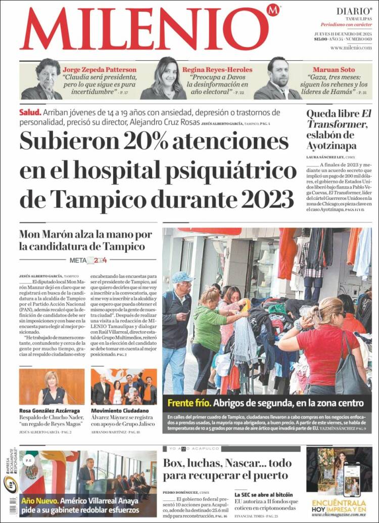 Portada de Milenio - Tamaulipas (México)