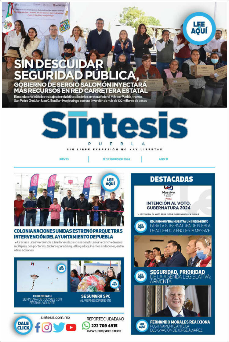 Portada de Síntesis - Puebla (México)