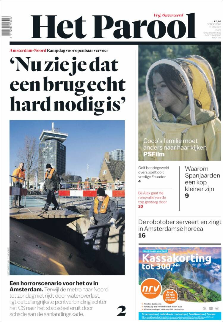 Portada de Het Parool (Pa&iacute;ses Bajos)