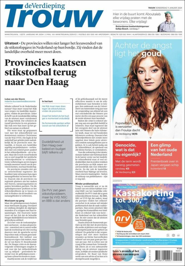 Portada de Trouw (Pa&iacute;ses Bajos)