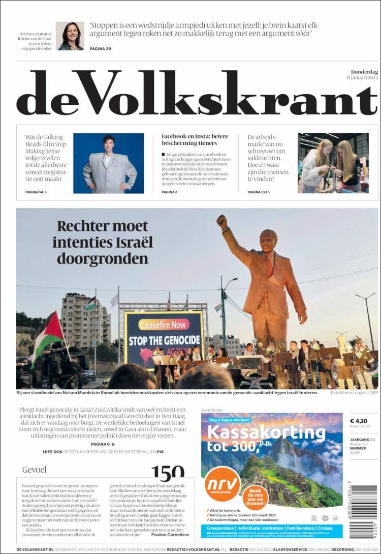 Portada de De Volkskrant (Pa&iacute;ses Bajos)