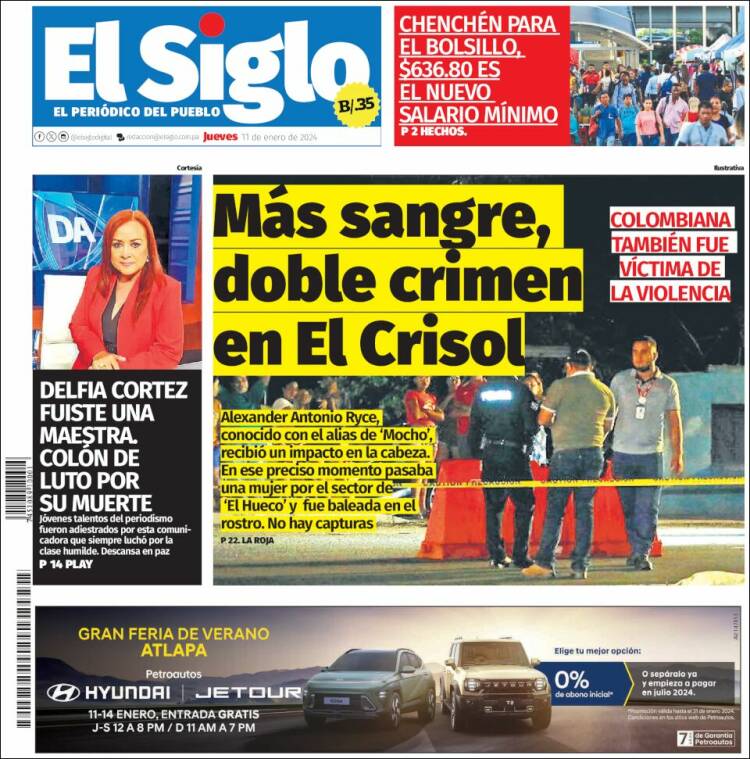 Portada de El Siglo (Panam&aacute;)