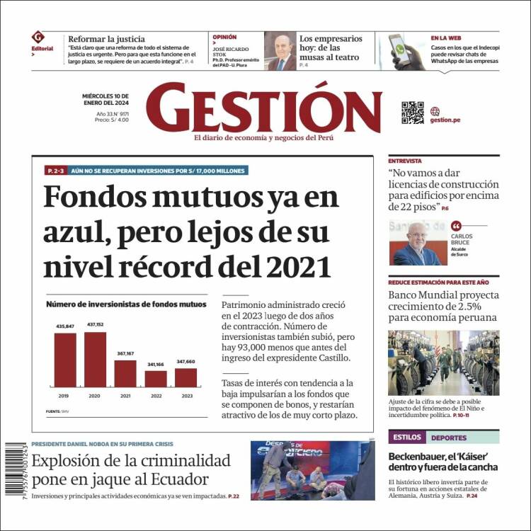 Portada de Diario Gestión (Per&uacute;)