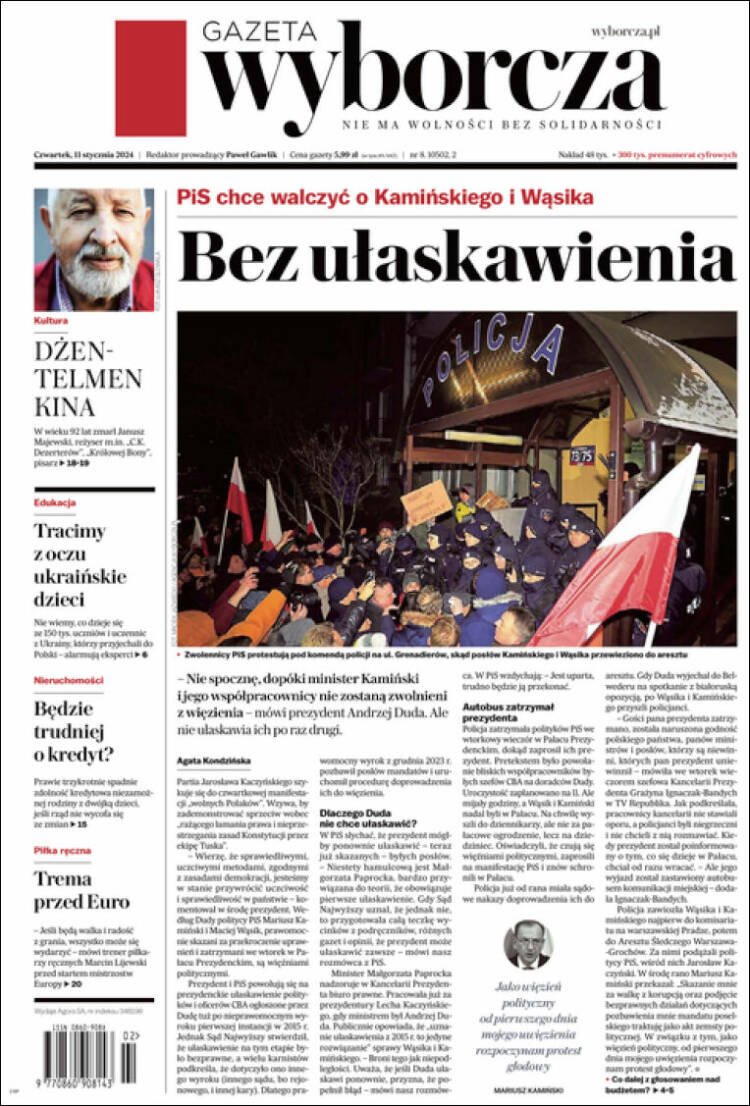 Portada de Gazeta Wyborcza (Polonia)