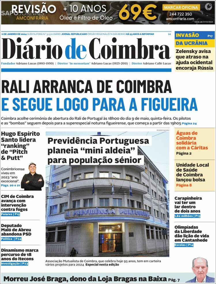 Portada de Diário de Coimbra (Portugal)