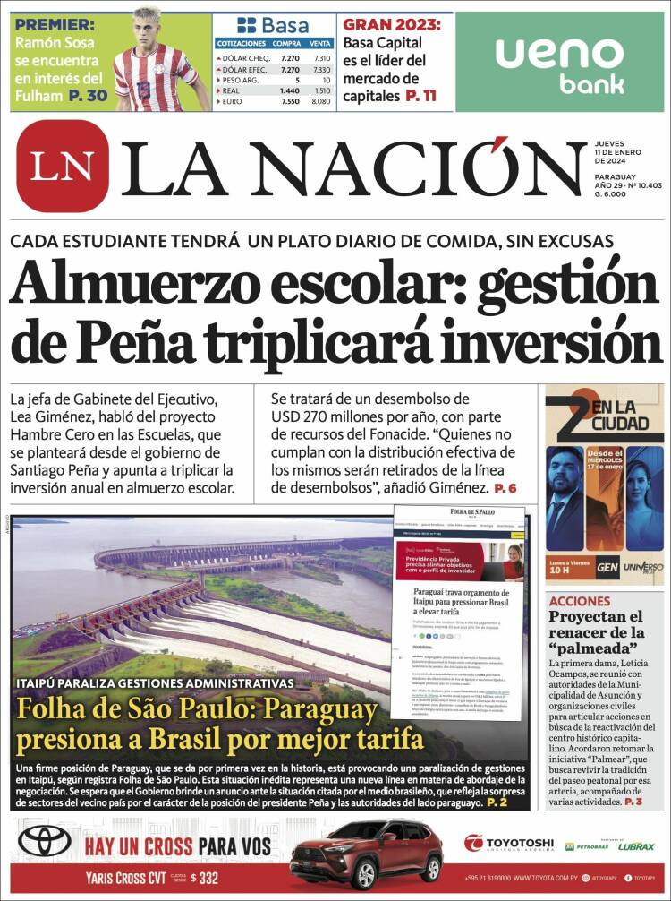Portada de La Nación (Paraguay)
