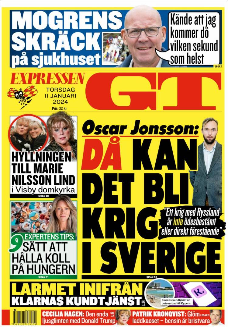 Portada de Göteborgstidningen (Suecia)