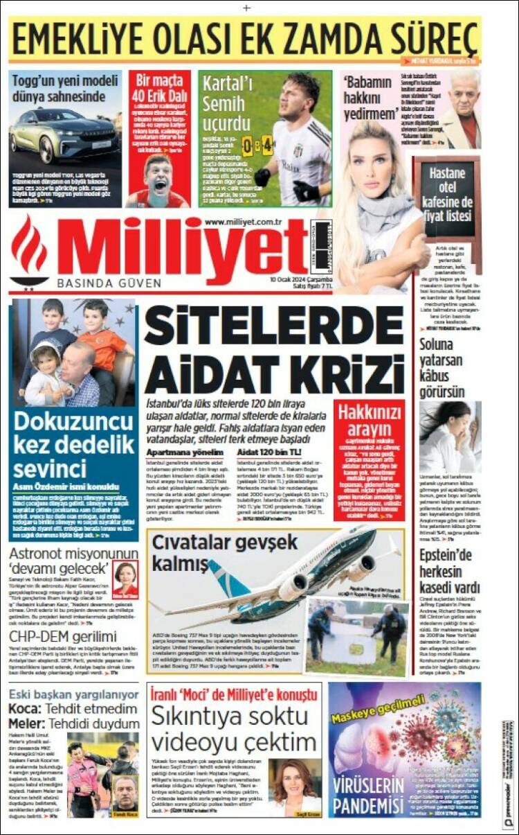 Portada de Milliyet (Turqu&iacute;a)
