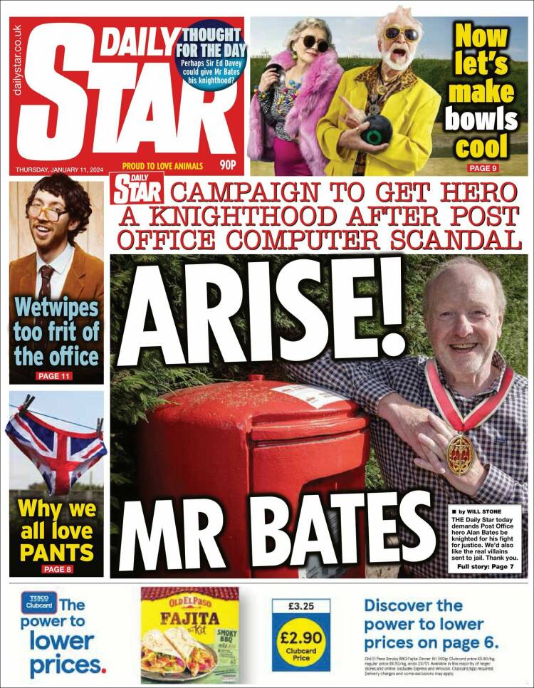 Portada de Daily Star (Reino Unido)