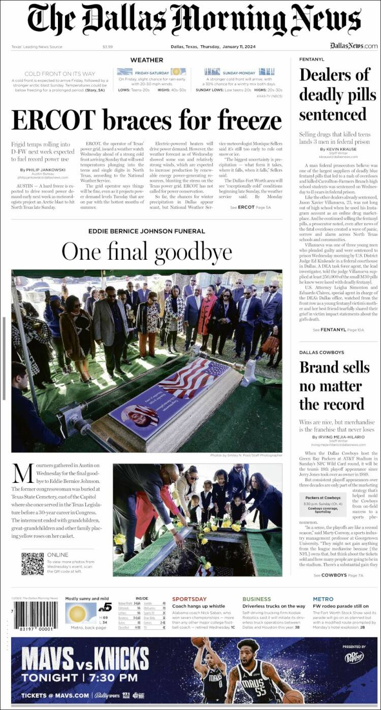 Portada de Dallas Morning News (USA)