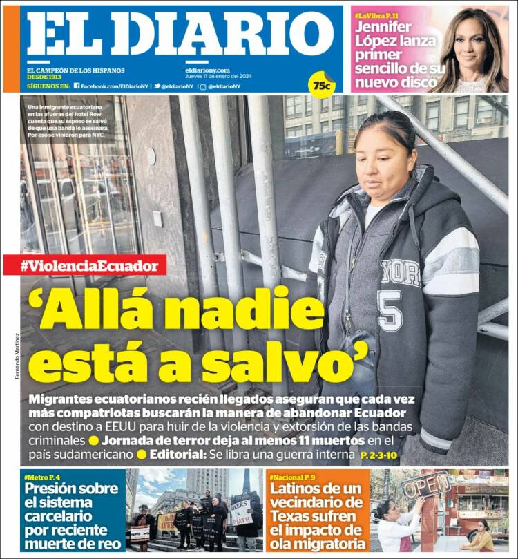 Portada de El Diario NY (USA)