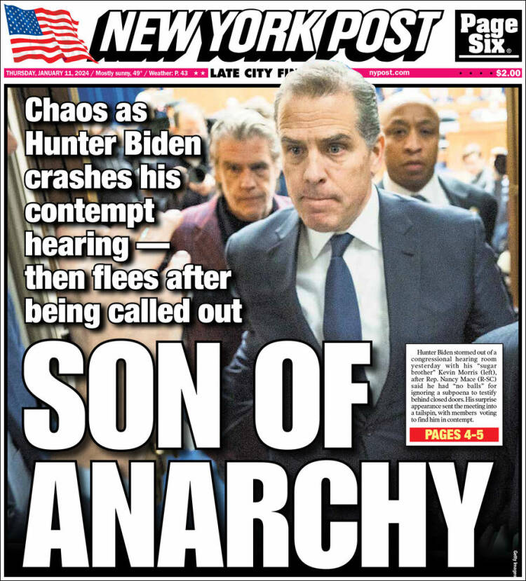 Portada de New York Post (USA)