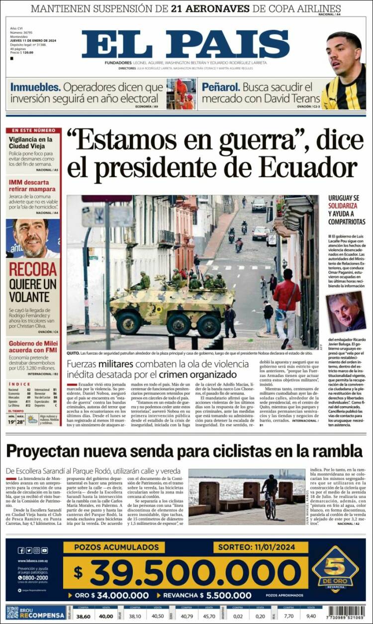 Portada de El País (Uruguay)