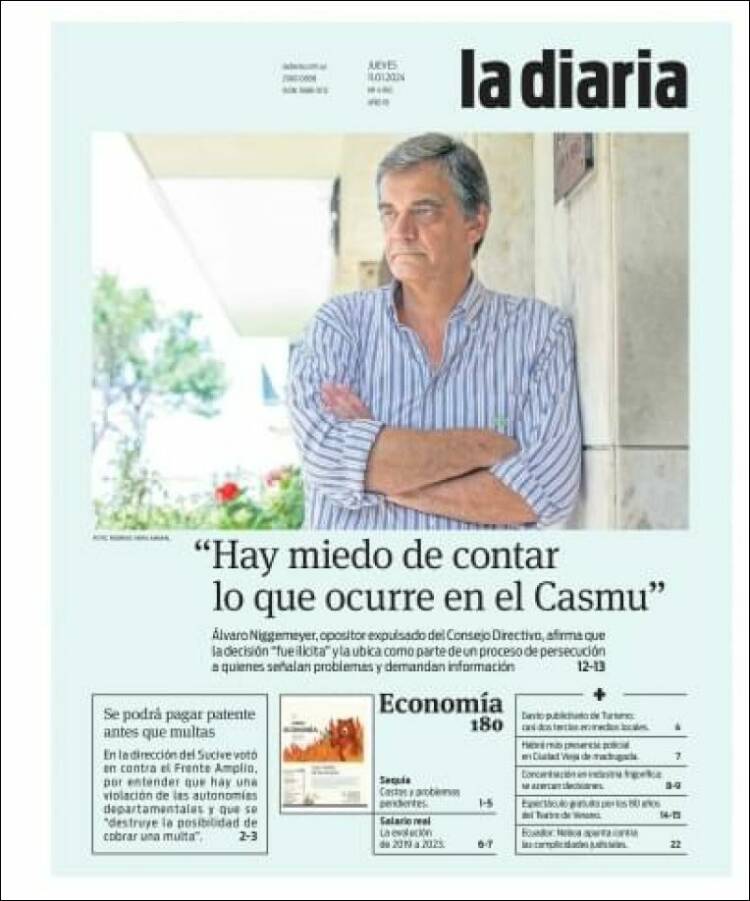 Portada de La Diaria (Uruguay)