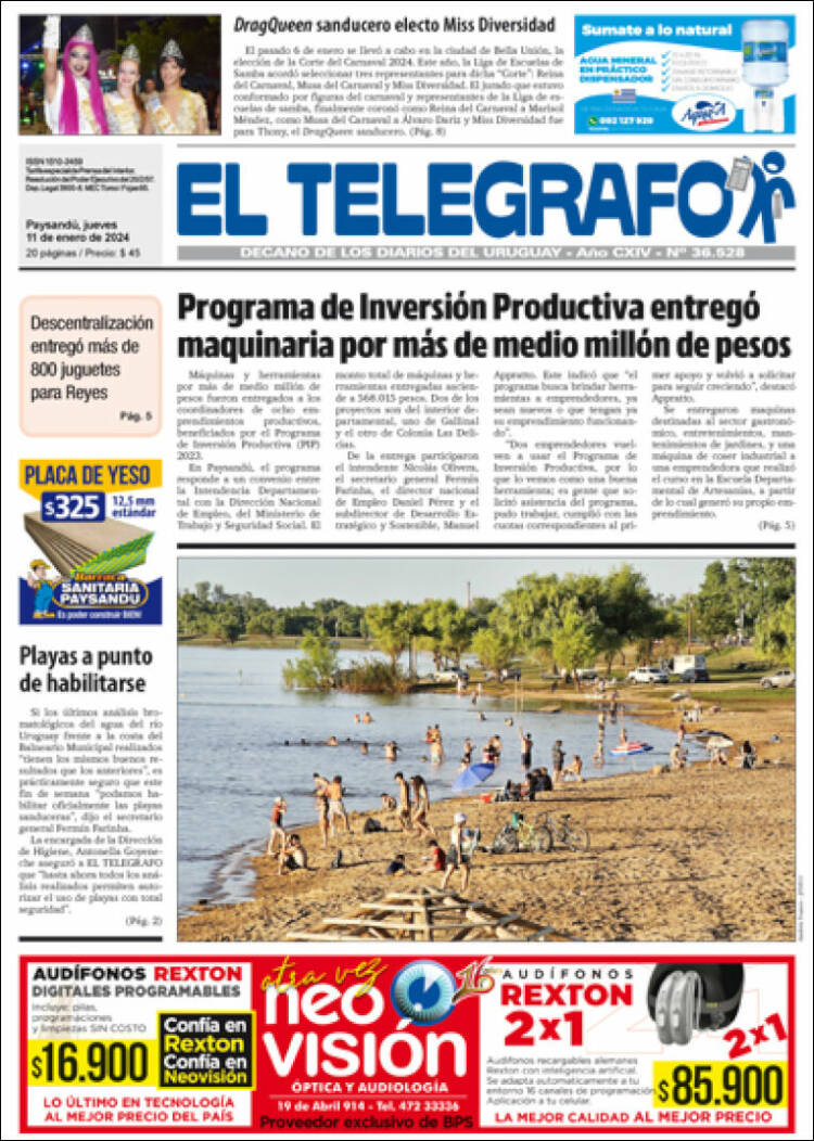Portada de El Telégrafo (Uruguay)