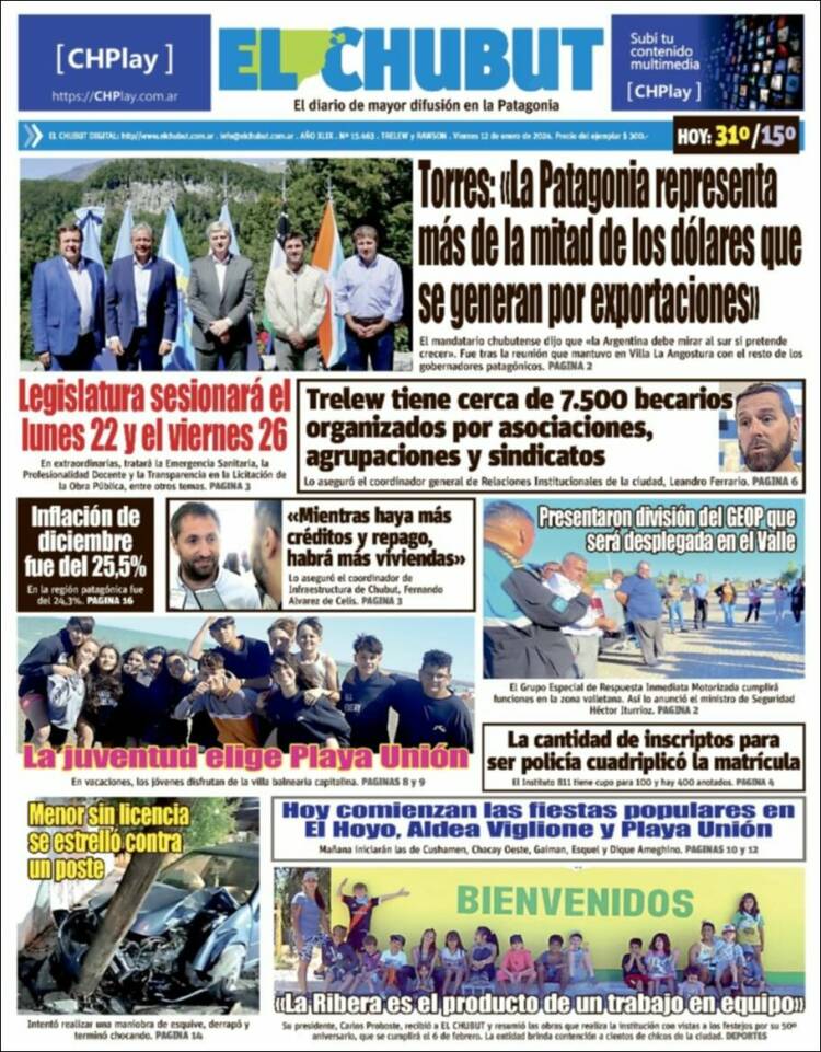 Portada de El Chubut (Argentina)