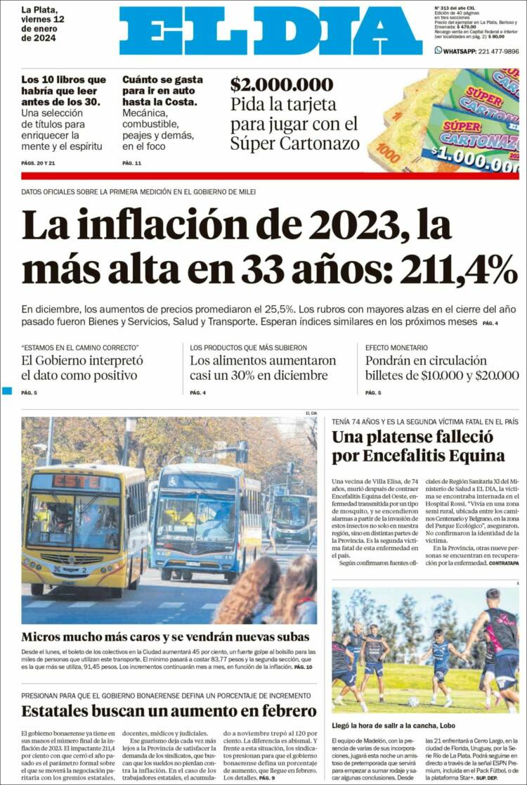 Portada de El Día de la Plata (Argentina)