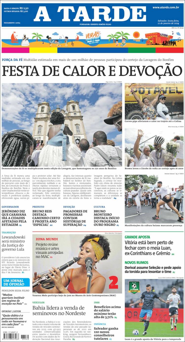 Portada de Diário A Tarde (Brasil)