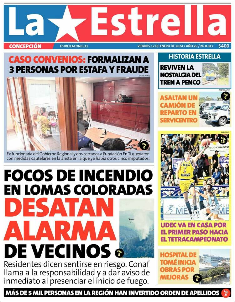 Portada de La Estrella de Concepción (Chile)
