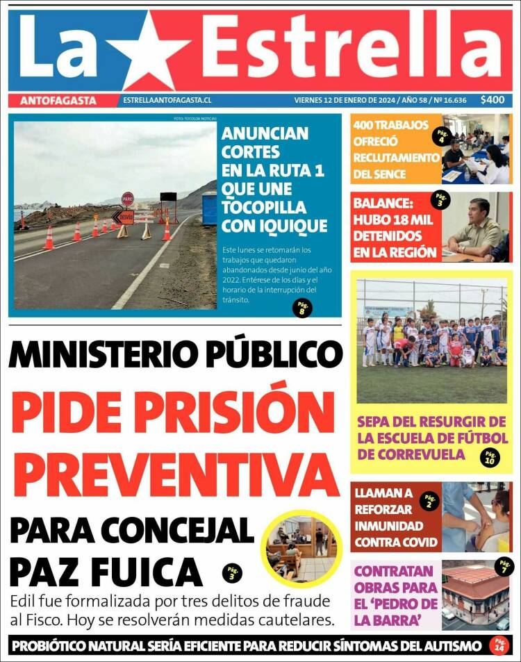 Portada de La Estrella del Norte (Chile)