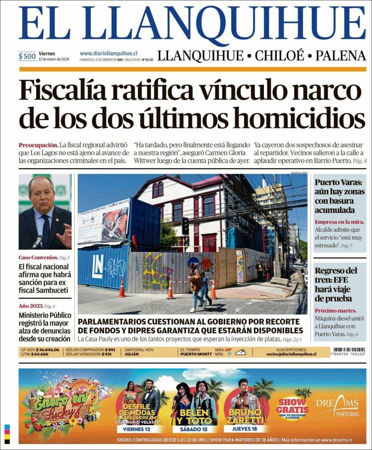 Portada de El Llanquihue (Chile)