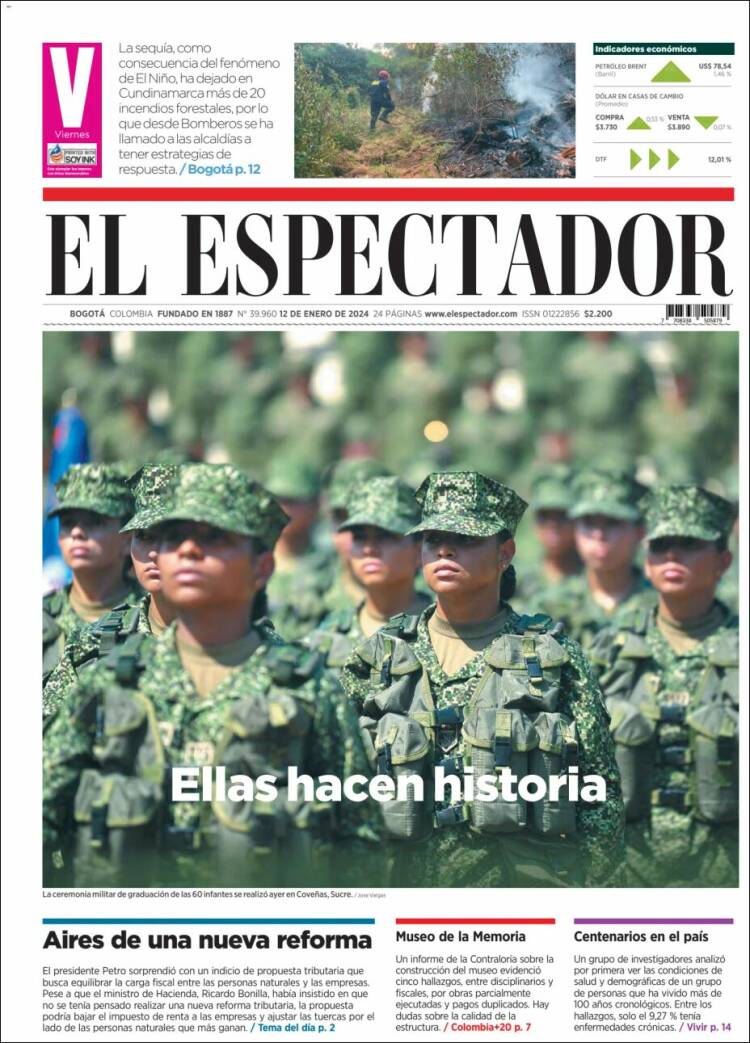 Portada de El Espectador (Colombia)