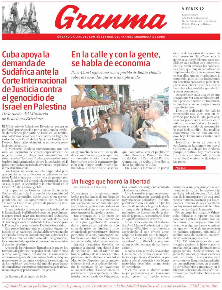 Portada de Granma (Cuba)